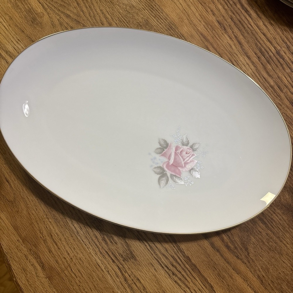 Roseville by Noritake Pattern 6238  16 inch OVAL PLATTER Pink Rose Japan